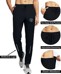 Stylish Black Polyester Spandex Solid Regular Fit Regular Track Pants For Men-thumb2