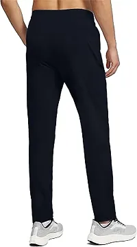 Stylish Black Polyester Spandex Solid Regular Fit Regular Track Pants For Men-thumb1