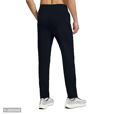 Stylish Black Polyester Solid Regular Track Pants For Men-thumb2