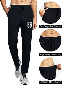 Stylish Black Polyester Spandex Solid Regular Fit Regular Track Pants For Men-thumb1