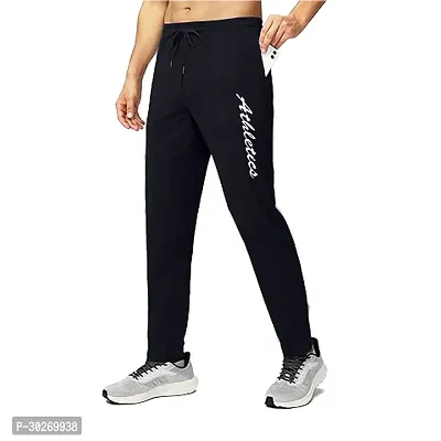 Stylish Black Polyester Solid Regular Track Pants For Men