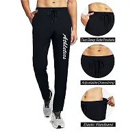 Stylish Black Polyester Solid Regular Track Pants For Men-thumb2