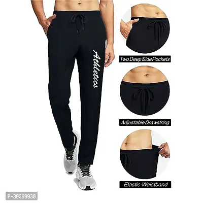 Stylish Black Polyester Solid Regular Track Pants For Men-thumb3