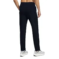 Stylish Black Polyester Solid Regular Track Pants For Men-thumb1