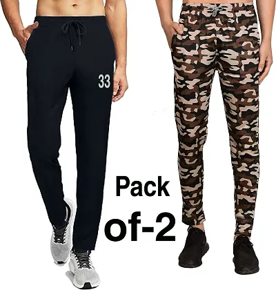 Trendy Spandex Regular Track Pants For Men Pack Of 2