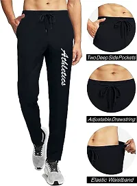 Stylish Black Polyester Spandex Solid Regular Fit Regular Track Pants For Men-thumb2