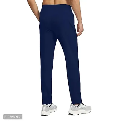 Stylish Navy Blue Polyester Solid Regular Track Pants For Men-thumb2