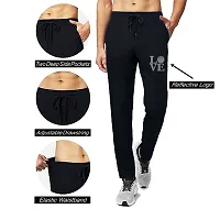 Stylish Black Polyester Solid Regular Track Pants For Men-thumb2