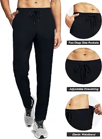 Stylish Black Polyester Spandex Solid Regular Fit Regular Track Pants For Men-thumb3