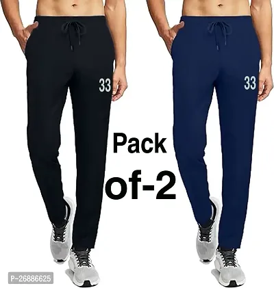 Trendy Multicoloured Polyester Spandex Solid Regular Track Pants For Men Pack Of 2