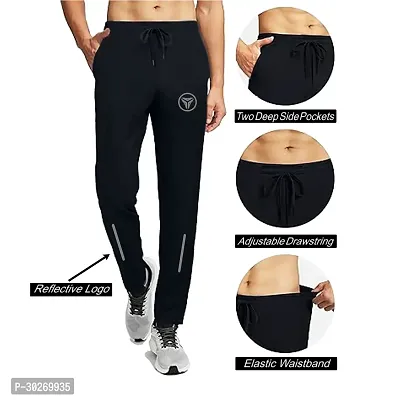 Stylish Black Polyester Solid Regular Track Pants For Men-thumb3