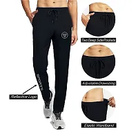 Stylish Black Polyester Spandex Solid Regular Fit Regular Track Pants For Men-thumb1