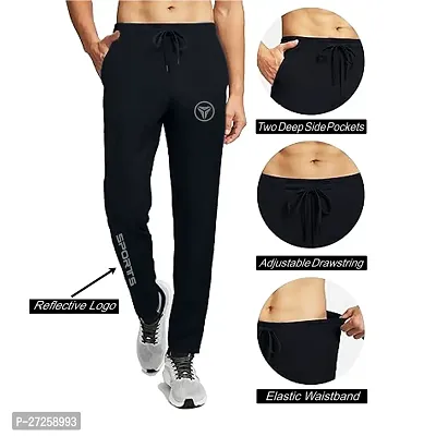 Stylish Black Polyester Spandex Solid Regular Fit Regular Track Pants For Men-thumb2