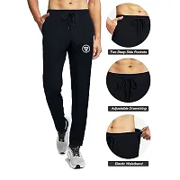 Stylish Black Polyester Spandex Solid Regular Fit Regular Track Pants For Men-thumb2