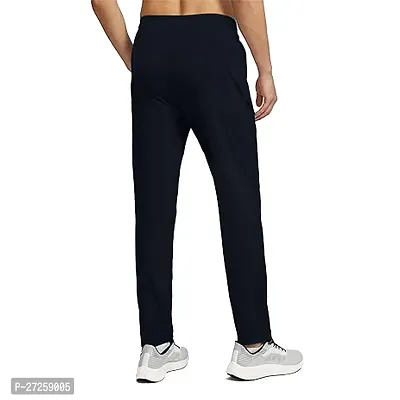 Stylish Black Polyester Spandex Solid Regular Fit Regular Track Pants For Men-thumb3