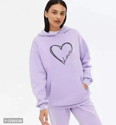 Stylish Purple Fleece Printed Hoodies For Women