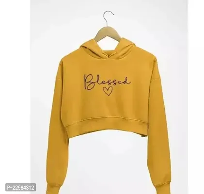 Stylish Yellow Fleece Printed Hoodies For Women