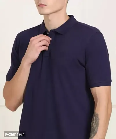 Mens Regular Fit Polo Neck Half Sleeve Solid Casual T-Shirt | Polo T-Shirt for Men-thumb2