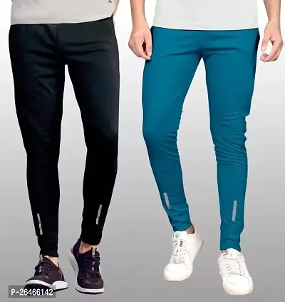 Mens Solid Regular Fit Polyster Fabric Casual Track pants Combo (Pack of 2)