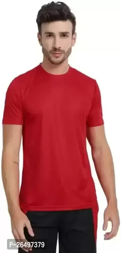 Mens Round Neck Half Sleeve Plain Dry Fit T-Shirts-thumb0