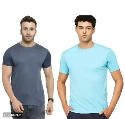 Mens Round Neck Half Sleeve Casual Dry Fit T-Shirts Combo (Pack of 2)-thumb0