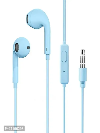 Classic Blue In-ear Wired - 3.5 MM Single Pin Headphones With Microphone-thumb0