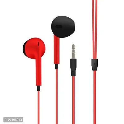 Classic Red In-ear Wired - 3.5 MM Single Pin Headphones With Microphone-thumb0