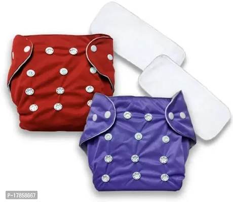 All New Reusable Kids Red Purple Cloth Button Diaper with White Insert For Baby New Born to 2 Yearnbsp;-thumb0