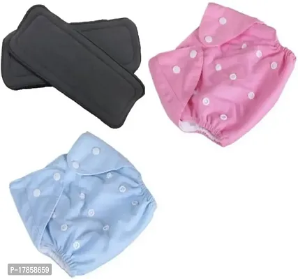 All New Kids Baby Reusable Cloth Diaper With Black Charcoal Insert(2 diaper +2 insert)