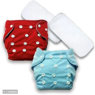 nbsp;All ne Reusable Washable Red Sky Cloth Diaper With 5 Layer White Insert For New Born to 2 Year Baby(2 Diuaper +2 Insert)-thumb0