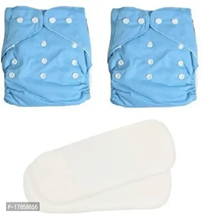 All New Soft Fabric Reusable Sky Diaper With White Insert For BAby New Born to 2 Year (2 Diaper +2 Insert)