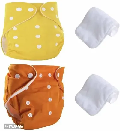 Daily Use Reusable Solid Cloth Button Diaper With Whits Insert For Baby New Born To 2 Year ( 2 Diaper +2 Insert)nbsp;