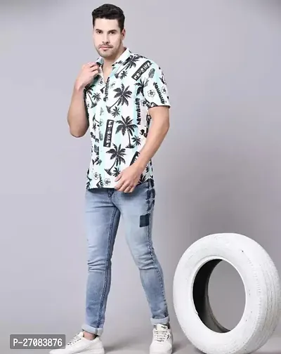 Trendy Multicoloured Cotton Printed Regular Fit Short Sleeves Casual Shirt For Men-thumb0