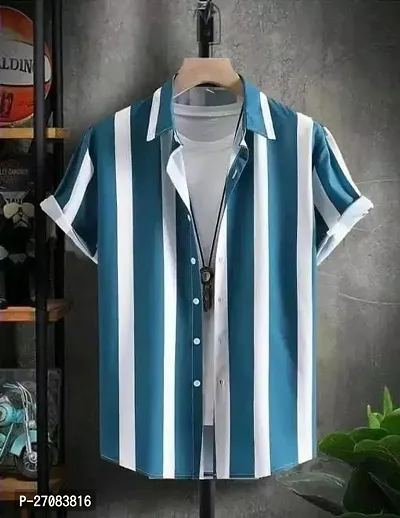 Trendy Multicoloured Cotton Striped Regular Fit Short Sleeves Casual Shirt For Men