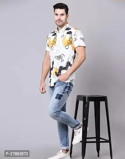 Trendy Multicoloured Cotton Printed Regular Fit Short Sleeves Casual Shirt For Men