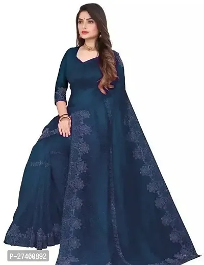 Elegant Blue Georgette Saree With Blouse Piece For Women