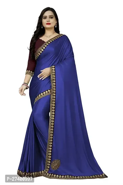 Elegant Blue Lycra Saree With Blouse Piece For Women