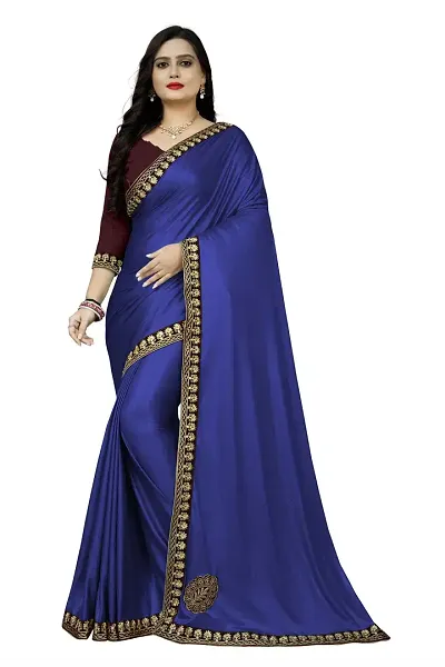 Elegant Lycra Blend Self Pattern Women Saree with Blouse piece