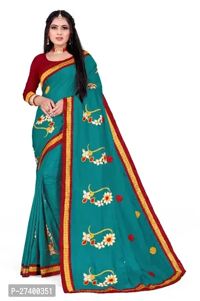 Elegant Green Art Silk Saree With Blouse Piece For Women-thumb0