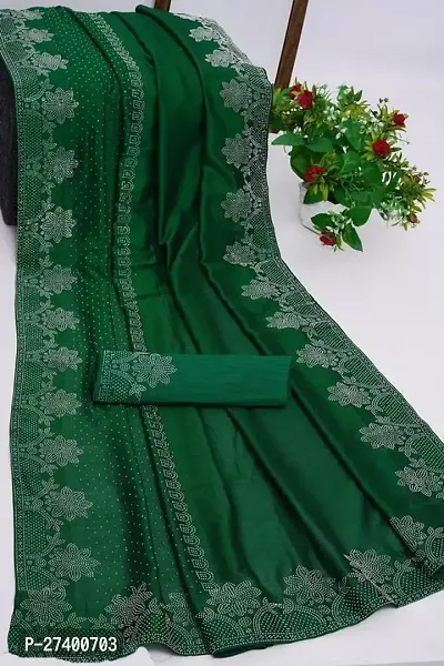 Elegant Green Chiffon Saree With Blouse Piece For Women