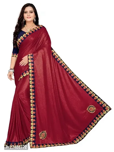 Elegant Maroon Art Silk Saree With Blouse Piece For Women-thumb0