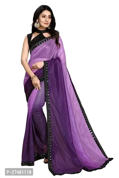 Elegant Purple Lycra Saree With Blouse Piece For Women-thumb0