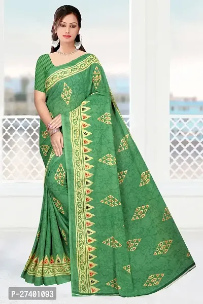 Elegant Green Georgette Saree With Blouse Piece For Women