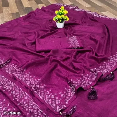 Elegant Magenta Poly Silk Saree With Blouse Piece For Women-thumb0