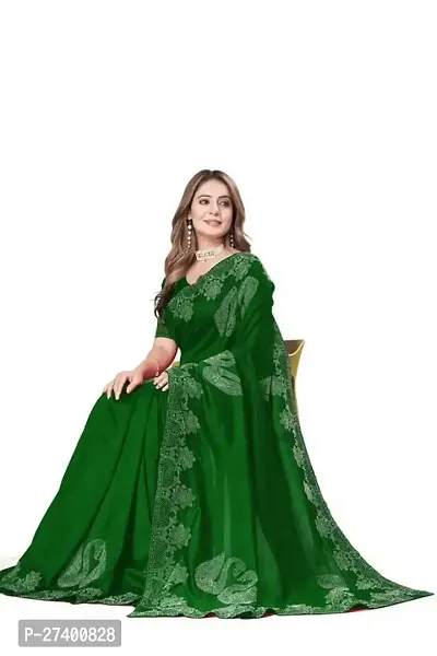 Elegant Green Georgette Saree With Blouse Piece For Women-thumb0