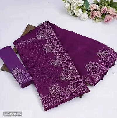 Elegant Purple Georgette Saree With Blouse Piece For Women-thumb0