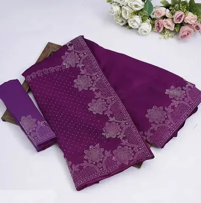 Attractive Georgette Embellished Saree with Blouse piece