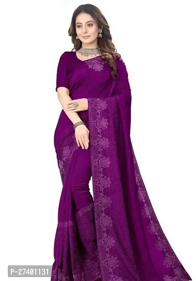 Elegant Purple Georgette Saree With Blouse Piece For Women