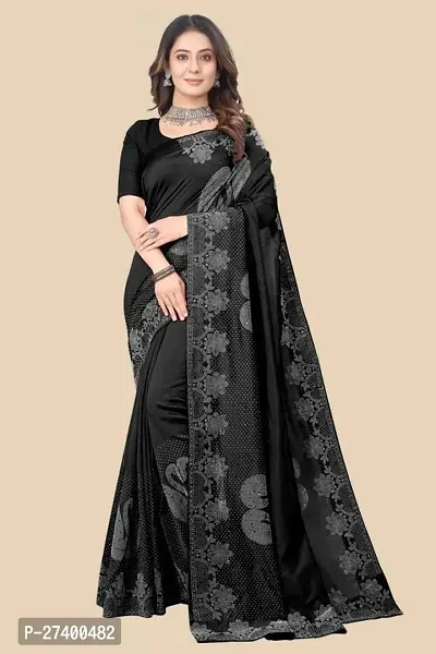 Elegant Black Georgette Saree With Blouse Piece For Women