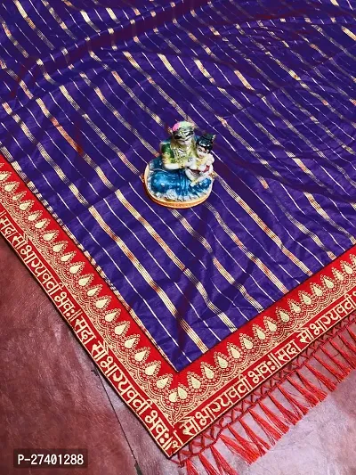 Elegant Blue Silk Blend Saree With Blouse Piece For Women